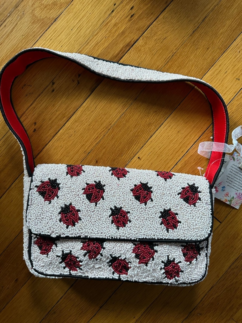 Viral Beaded Ladybug Shoulder Bag NWT